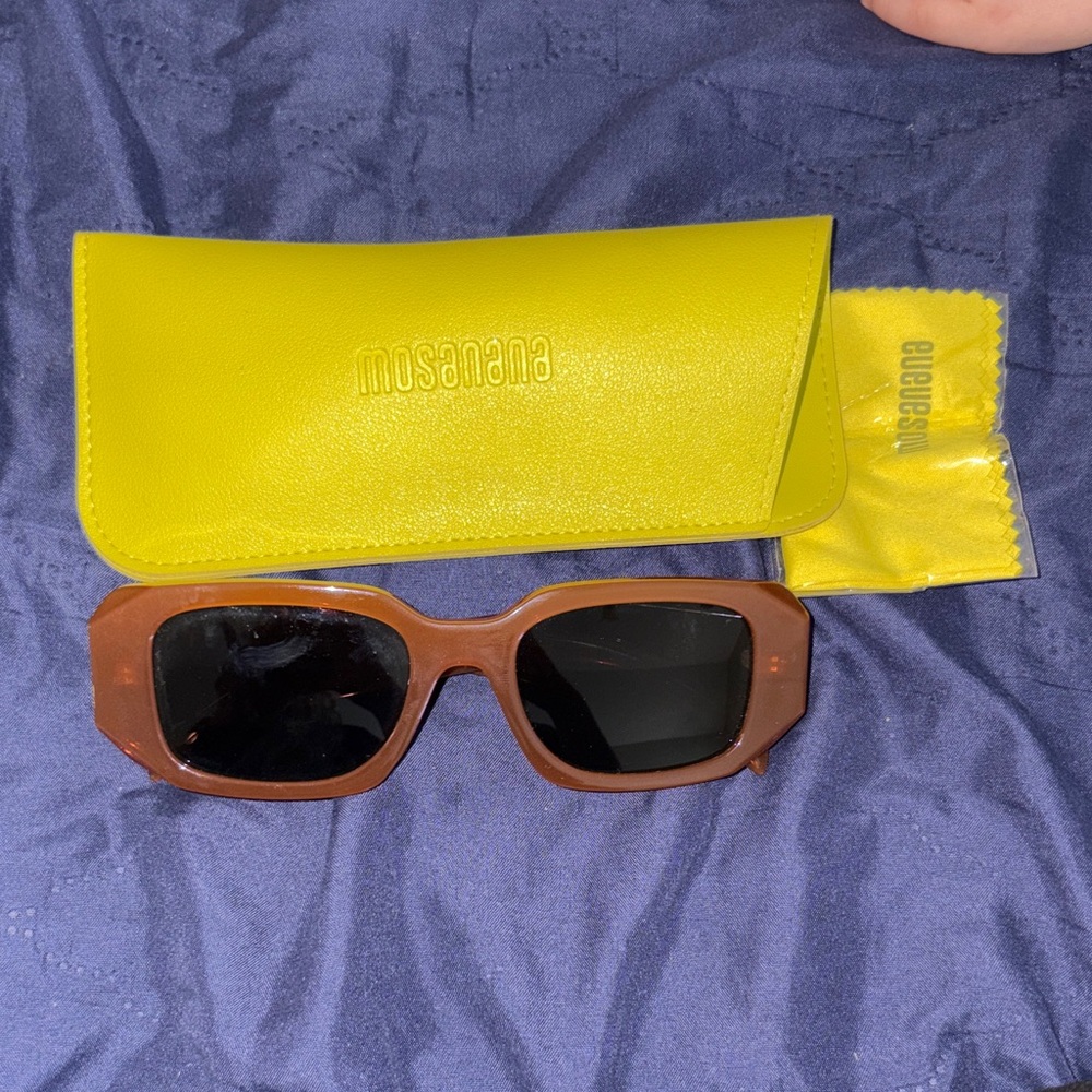 Brown Sunglasses with Yellow Case